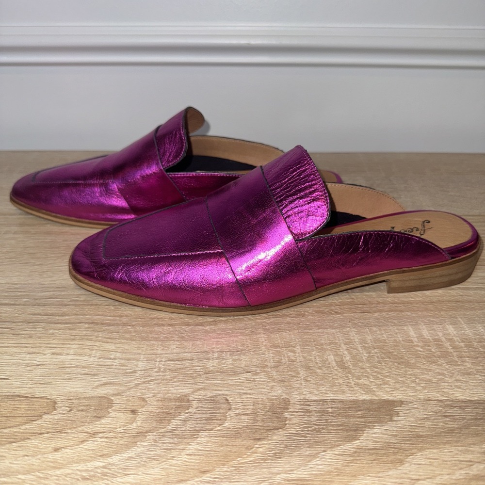 Free People Women's Metallic Pink Magenta At Ease Loafer Mule EU 41 US 20.5 NWOB - Picture 4 of 10